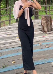 combo -pink mesh &amp;black long dress