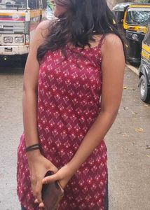 Maroon Floral Printed Short Kurti
