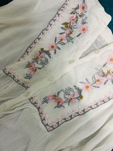 Foral Embroidered White Top