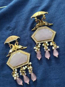 Elegant Pink Stone Earrings