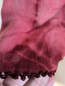 Burgundy Tie-Dye Embroidered Caftan Top