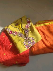 Collar Neck Embroided Kurti Set