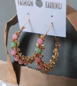 Beaded Hoop Earrings -