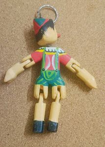 Vintage Pinocchio Wooden Keychain