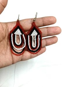 Set Of 2 Beaded Tassel Earrings - Handmade