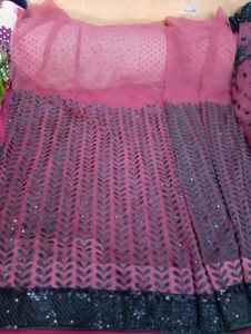 designer net saree with blouse