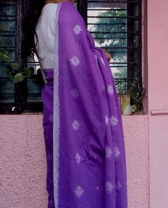 Purple Floral Saree with readymade blouse