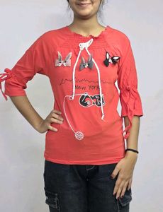 Red Designer Girls Top Partywear