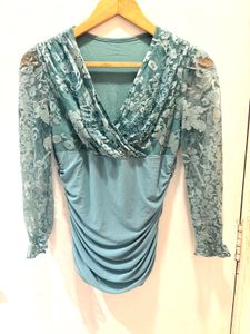 Beautiful Lace Trim Top With Embellishment