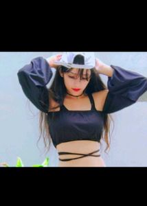 Black Tie-Up Crop Top Off Shoulder
