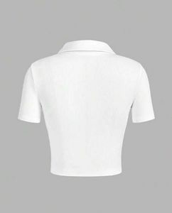 White Crop Polo Top
