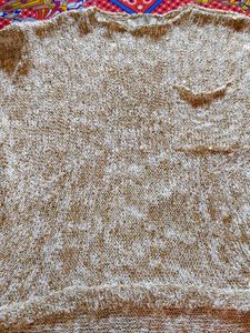 White And Golden Mix Shimmer Woolen Party Wear Top