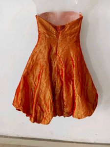 Orange Strapless Party Dress