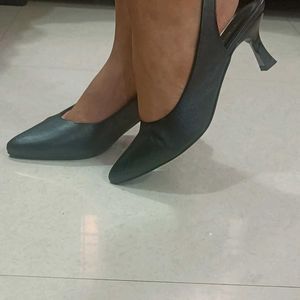 T-Eleven Black Slingback Kitten Heels