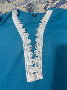 New Teal Kurta Set with Lace