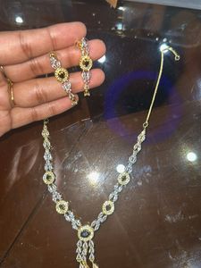 Beautiful Ad GoldenPolish With Black Stone Neckset
