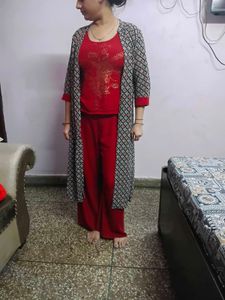 Red Kurta Set with Shrug 😍