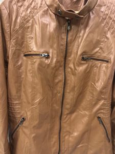 Brown Faux Leather Moto Jacket