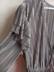 Zara Silver Pleated Blouse