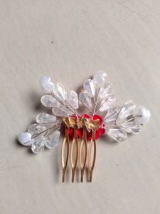 Stone Beaded with rose design Fancy Hair Clip/Side