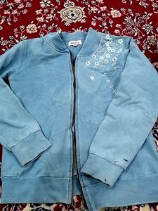 Blue Floral Embroidered Jacket