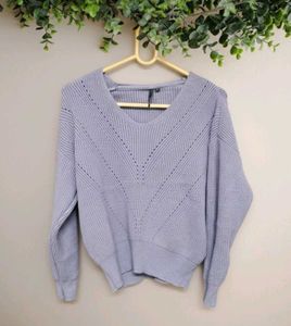 Lavender V-Neck Knit Sweater