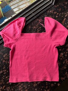 Pink ribbed top