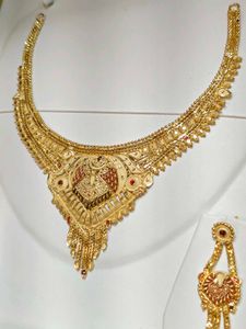 1 Gram Gold Plated Traditional Bridal Necklace Set
