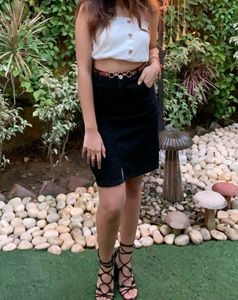 BLACK DENIM SKIRT And Jacket
