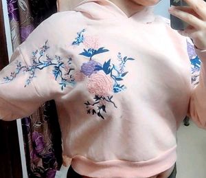 Floral Embroidered Pullover Hoodie