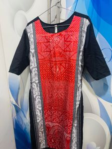Red & Black Printed Kurti