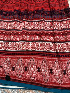 Boho Chic Red Patterned Skirt