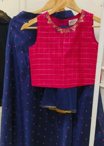 Pink &amp; Blue Lehenga Choli Set
