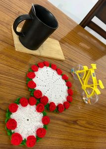 Crochet rose Tea coaster/rose bouquet 💐