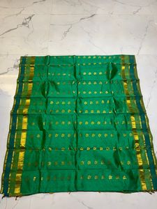 Kanjeevaram Half Fine Zari Sea Blue/ Green Saree