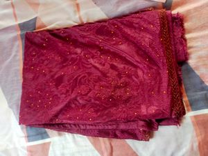 Maroon Embroidered Saree