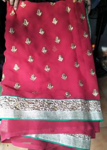 Red Embroidered Saree
