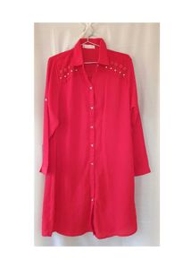 Red Tunic Top with Embroidery