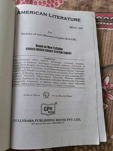 BEGC-105 American Literature For 3rd Semester (B.A.English Honors) IGNOU