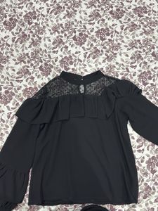 Elegant Black Ruffle Blouse