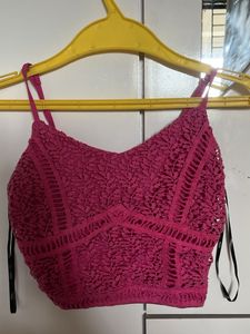 Pink Lace Crop Top