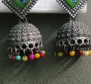 Peacock Jhumka Earrings