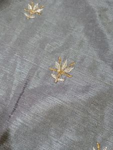 Grey Kurti With Golden Silver Embroidery