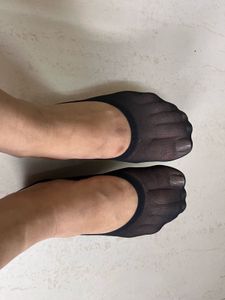 Sheer Nylon No-Show Loafer Socks- 2 Black Pink