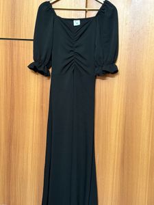 Elegant Black Puff Sleeve Dress