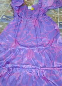 Globus Fit And Flare Satin Lavender Midi