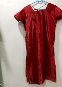Burgundy &amp; Gold Embroidered Dress