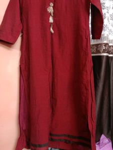 Burgundy Kurti With tassels