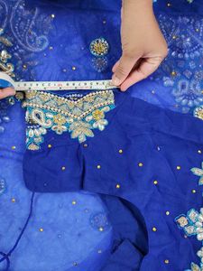 Elegant Blue Saree With Stiched  Blouse