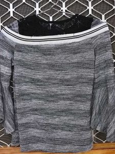 Gray Off-Shoulder Top